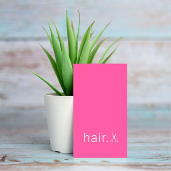 Minimal Elegant Pink White Scissors Hairstylist Business Card by pro_business_card at Zazzle
