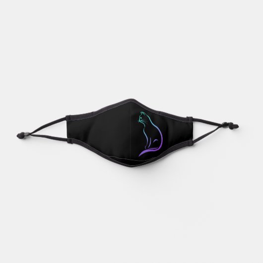 Minimal elegant pretty mint purple cat silhouette premium face mask (Front)
