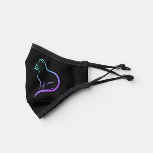 Minimal elegant pretty mint purple cat silhouette premium face mask (Left)
