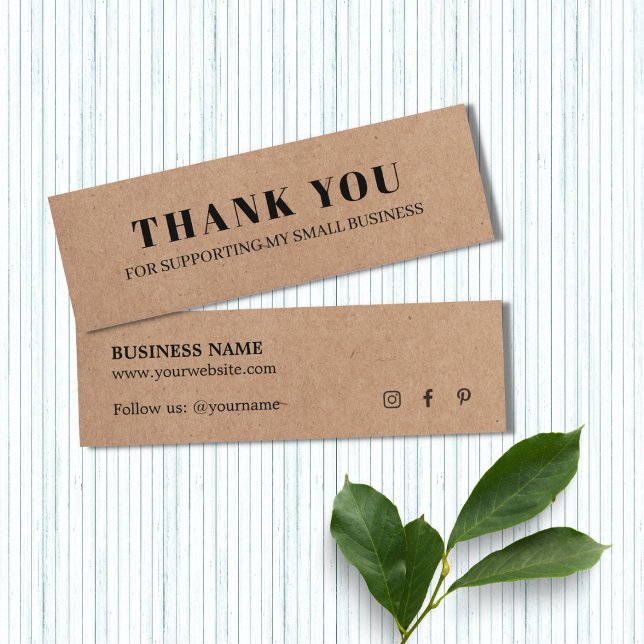 Minimal Elegant Printed Cardboard White Thank You  Mini Business Card (Creator Uploaded)