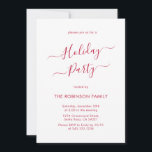Minimal Elegant Red Calligraphy Holiday Party Invitation<br><div class="desc">Modern Red Calligraphy Minimalist Holiday Party Invitations is perfect for a simple Christmas event. Features an elegant winter „Holiday Party” text in a beautiful hand lettered swirly swash-tail font type in red on white color background. Easy to personalize with your name and party details.</div>