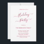 Minimal Elegant Red Calligraphy Holiday Party Invitation<br><div class="desc">Modern Red Calligraphy Minimalist Holiday Party Invitations is perfect for a simple Christmas event. Features an elegant winter „Holiday Party” text in a beautiful hand lettered swirly swash-tail font type in red on white color background. Easy to personalize with your name and party details.</div>