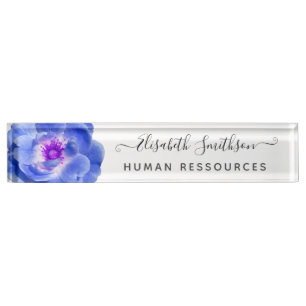 Minimal Elegant Rose Custom Professional Floral Desk Name Plate