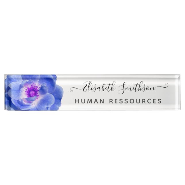    Minimal Elegant Rose Custom Professional Floral Desk Name Plate (Front)