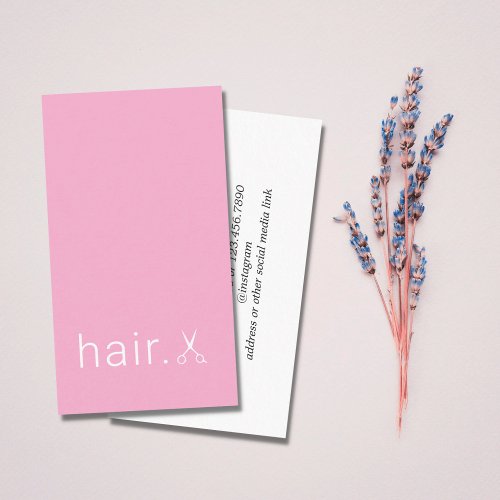Minimal Elegant Rose White Scissors Hairstylist  Business Card