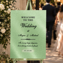 Minimal Elegant Sage Green Script Wedding Welcome