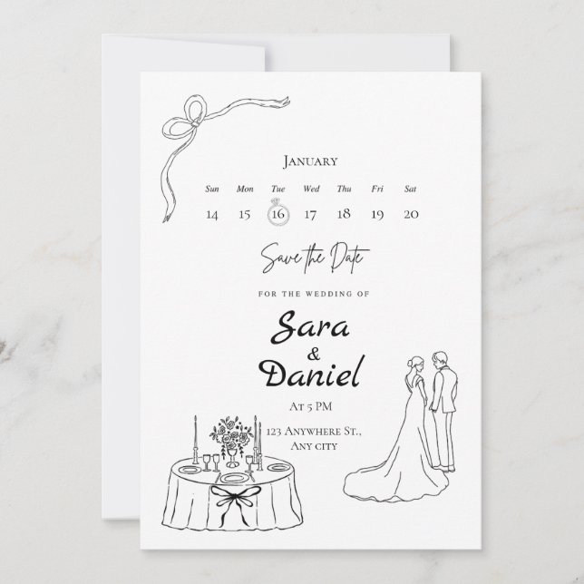 Minimal Elegant Save the Date Wedding Invitation (Front)