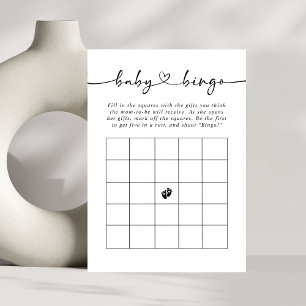 Minimal Elegant Script Baby Bingo Baby Shower Game Invitation