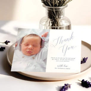 Minimal & Elegant Script Baptism Photo Thank You Card