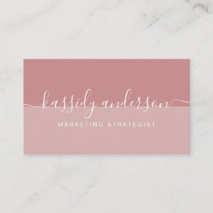 Minimal Elegant Script Business Logo Two-Tone Pink Business Card