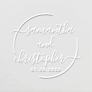 Minimal Elegant Script Calligraphy Couple's Name Embosser