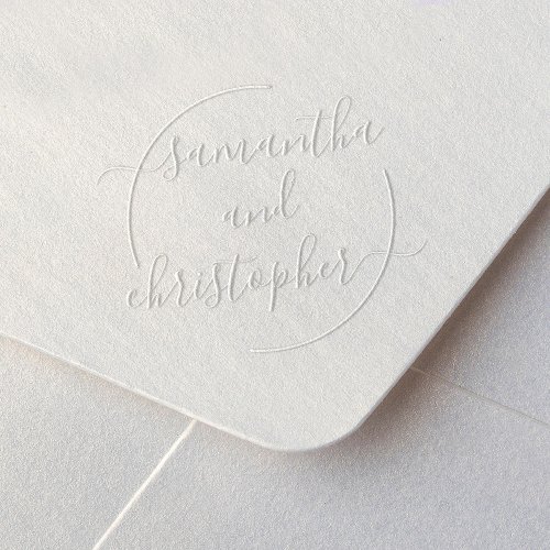 Minimal Elegant Script Calligraphy Couples Name Embosser