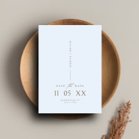 Minimal Elegant Script Light Blue Save the Date