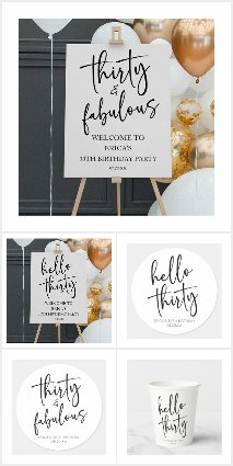Minimal Elegant Script Modern 30th Birthday Party