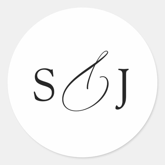 Minimal Elegant Script Monogram Classic Round Sticker (Front)