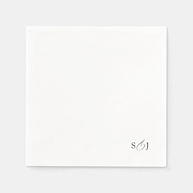 Minimal Elegant Script Monogram Napkins (Front)
