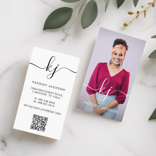 Minimal Elegant Script Monogram Real Estate Photo Business Card
