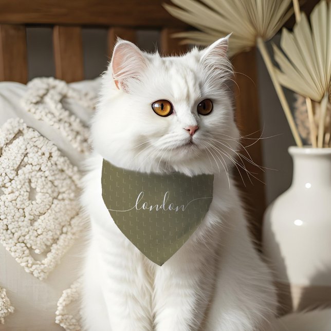 Minimal Elegant Script Pet Name Monogram Pattern Bandana Collar (Minimal Elegant Script Pet Name Monogram Pattern Pet Bandana Collar)