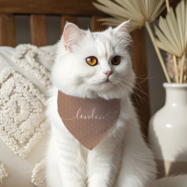 Minimal Elegant Script Pet Name Monogram Pattern Bandana Collar (Minimal Elegant Script Pet Name Monogram Pattern Pet Bandana Collar)