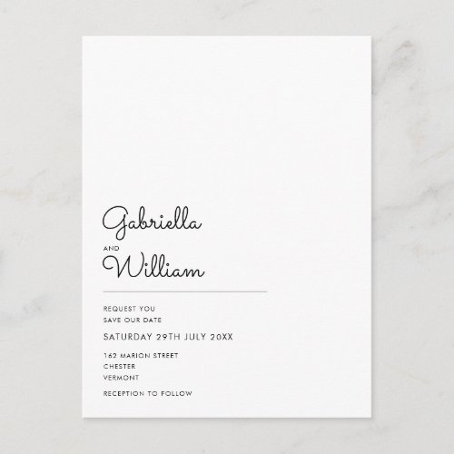 Minimal Elegant Script Photo Save the Date Postcard