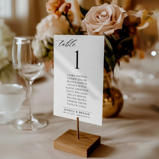 Minimal Elegant Script Wedding Table Seating Card
