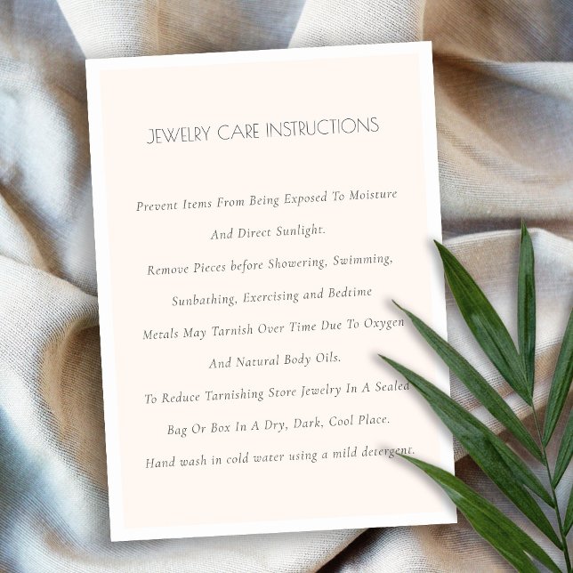 Minimal Elegant Simple Blush White Jewelry Care Business Card (Creator Uploaded)