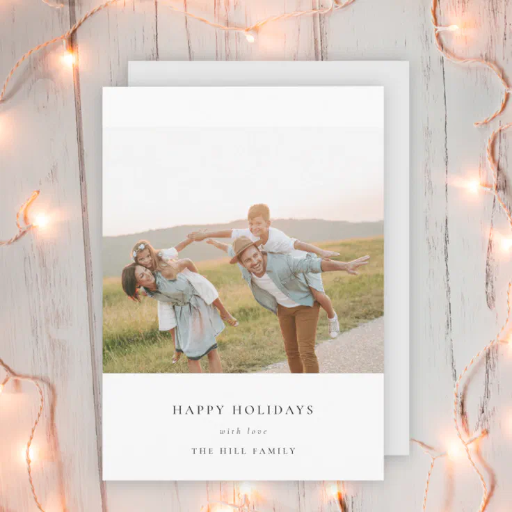 Minimal Elegant Simple | Christmas Family Photo Holiday Card | Zazzle