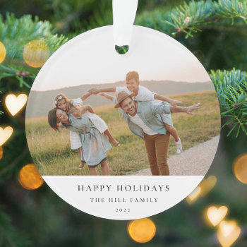 Minimal Elegant Simple | Christmas Family Photo Ornament by GuavaDesign at Zazzle