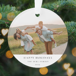 Minimal Elegant Simple | Christmas Family Photo Ornament