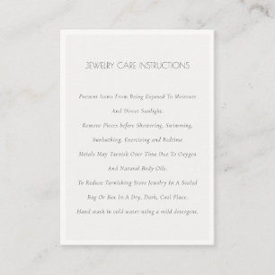 Minimal Elegant Simple Ivory White Jewelry Care B Business Card