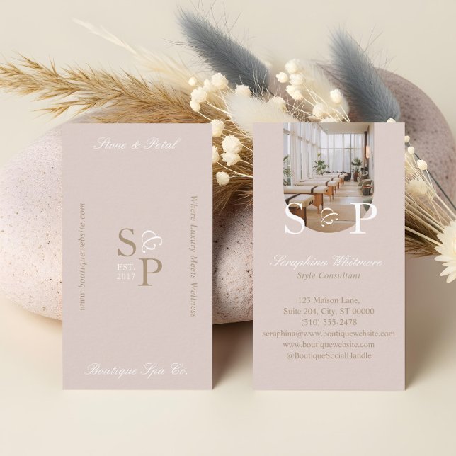 Minimal Elegant Simple Monogram Stylish Arch Photo Business Card (Minimal Elegant Simple Monogram Stylish Arch Photo Business Card)