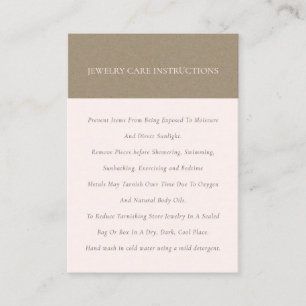 Minimal Elegant Soft Kraft Blush Jewelry Care Business Card