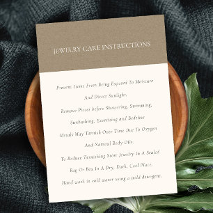 Minimal Elegant Soft Kraft Off White Jewelry Care Business Card