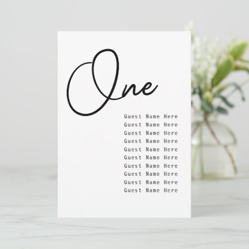 Minimal Elegant Table Guest Names Seat Chart Chic