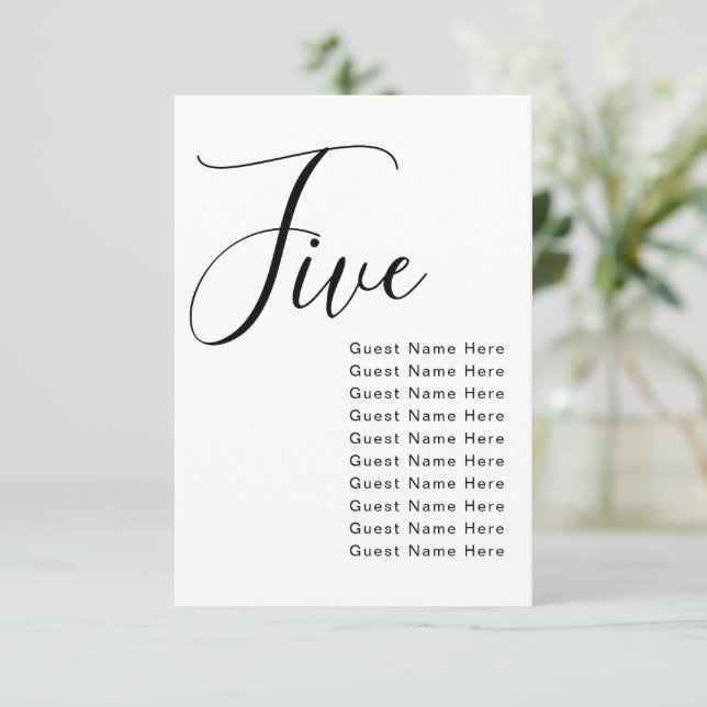 Minimal Elegant Table Guest Names Seat Chart Chic (Standing Front)