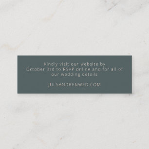 Minimal Elegant Teal Blush Mini Wedding RSVP Card
