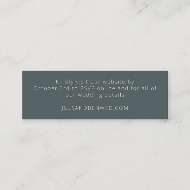 Minimal Elegant Teal Blush Mini Wedding RSVP Card (Front)