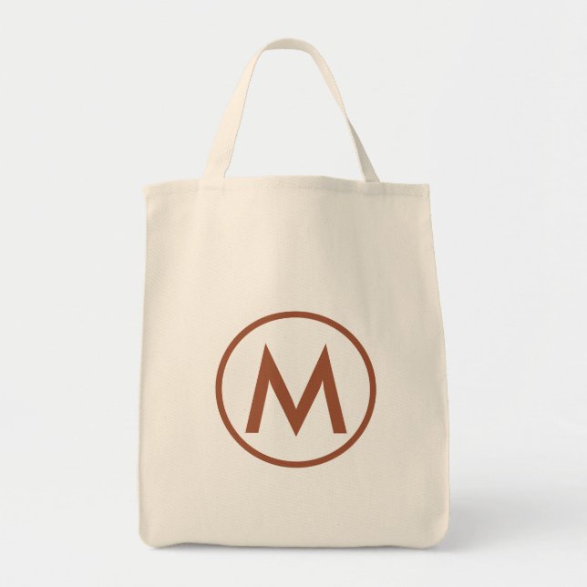 Minimal Elegant Terracotta Monogram Tote Bag (Front)