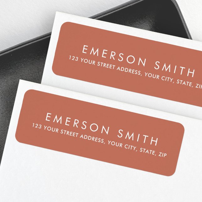 Minimal elegant terracotta return address label (Minimal elegant terracotta return address label)