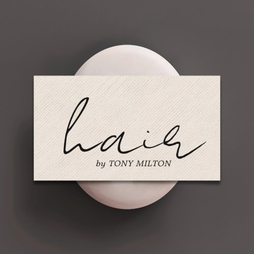 Minimal Elegant Texture Beige Bold Hair Salon Business Card