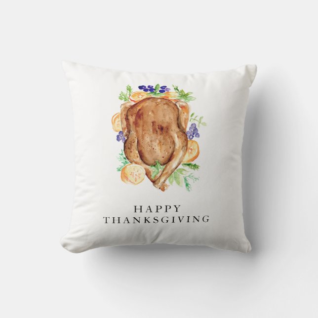 Minimal Elegant Thanksgiving Dinner Give Thanks Throw Pillow (Front)