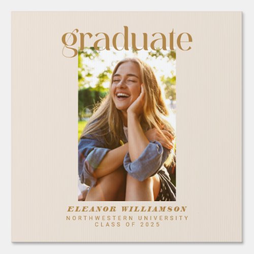 Minimal Elegant Typography Gold Photo Graduation Sign