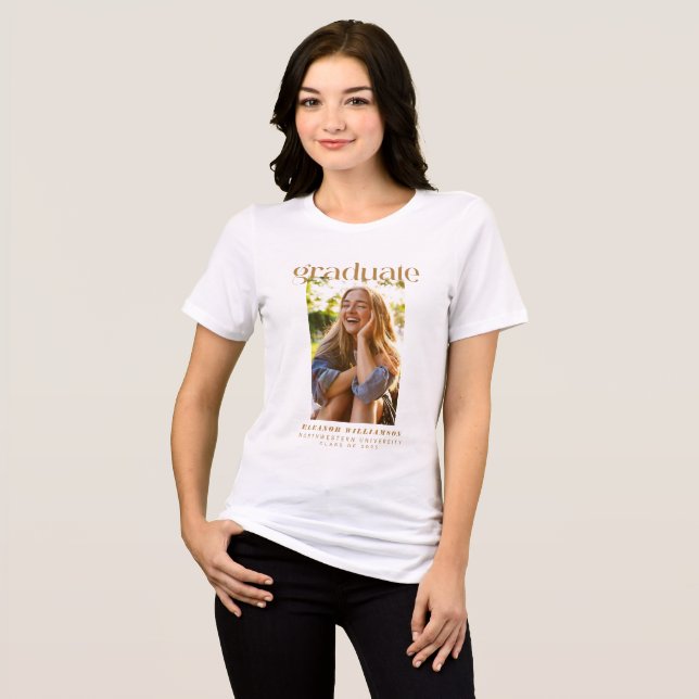Minimal Elegant Typography Gold Photo Graduation  Tri-Blend Shirt (Front Full)