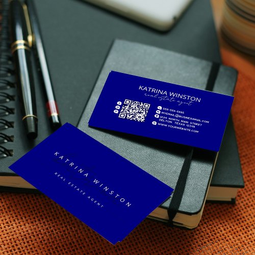 Minimal Elegant Typography QR Code Social Media Business Card
