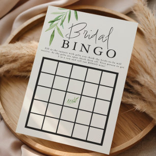 Minimal Elegant Watercolor Greenery Bridal Bingo