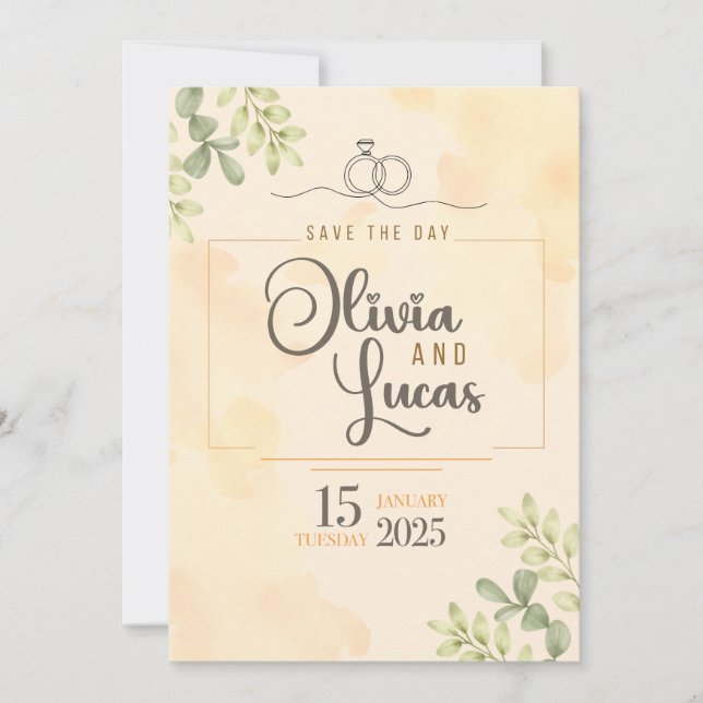 Minimal Elegant Watercolor Wedding Invitation (Front)
