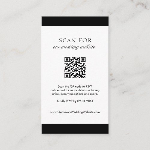 Minimal Elegant Website Modern QR Code Wedding Enclosure Card