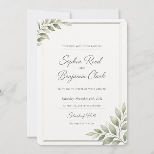 Minimal Elegant Wedding Invitation Template