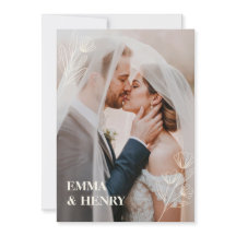 Minimal Elegant Wedding Invitation with Bride & Gr