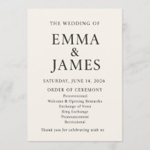 Minimal Elegant Wedding Program | Ivory Ceremony
